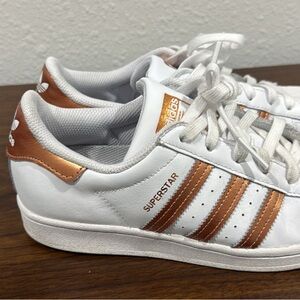 adidas Superstar White and Copper Shoes